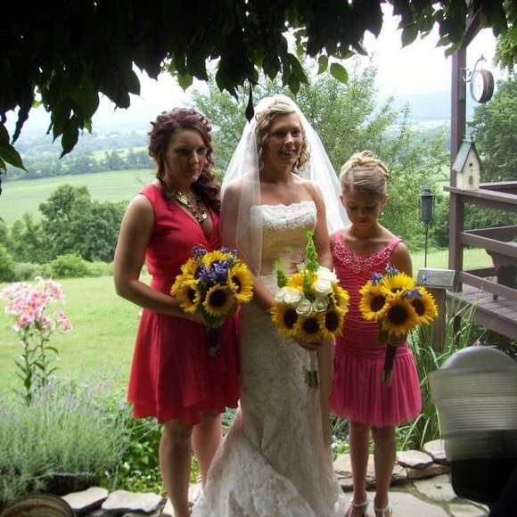Like-new Bright red/orange Faux Wrap dress - Picture 8 of 9